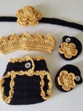 Crochet Baby Girl Princess Diaper Cover Outfit Photo Prop